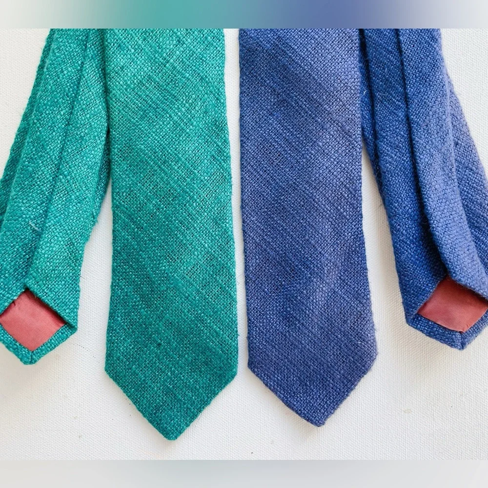 Vintage Lot 2 John Henry Wool Lambswool Knit Neck Ties Skinny 2.5” Wide - Picture 2 of 6